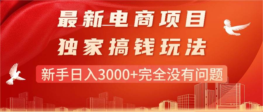 最新电商项目-搞钱玩法，新手日入3000+完全没有问题网创库-网创项目资源站-副业项目-创业项目-搞钱项目网创库