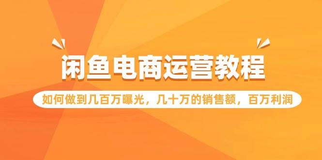 闲鱼电商运营教程：如何做到几百万曝光，几十万的销售额，百万利润网创库-网创项目资源站-副业项目-创业项目-搞钱项目网创库