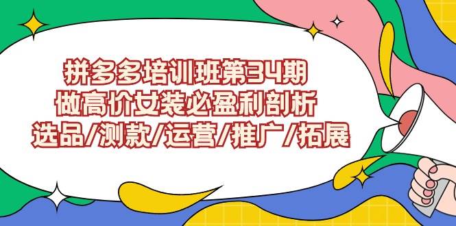 拼多多培训班第34期：做高价女装必盈利剖析  选品/测款/运营/推广/拓展网创库-网创项目资源站-副业项目-创业项目-搞钱项目网创库