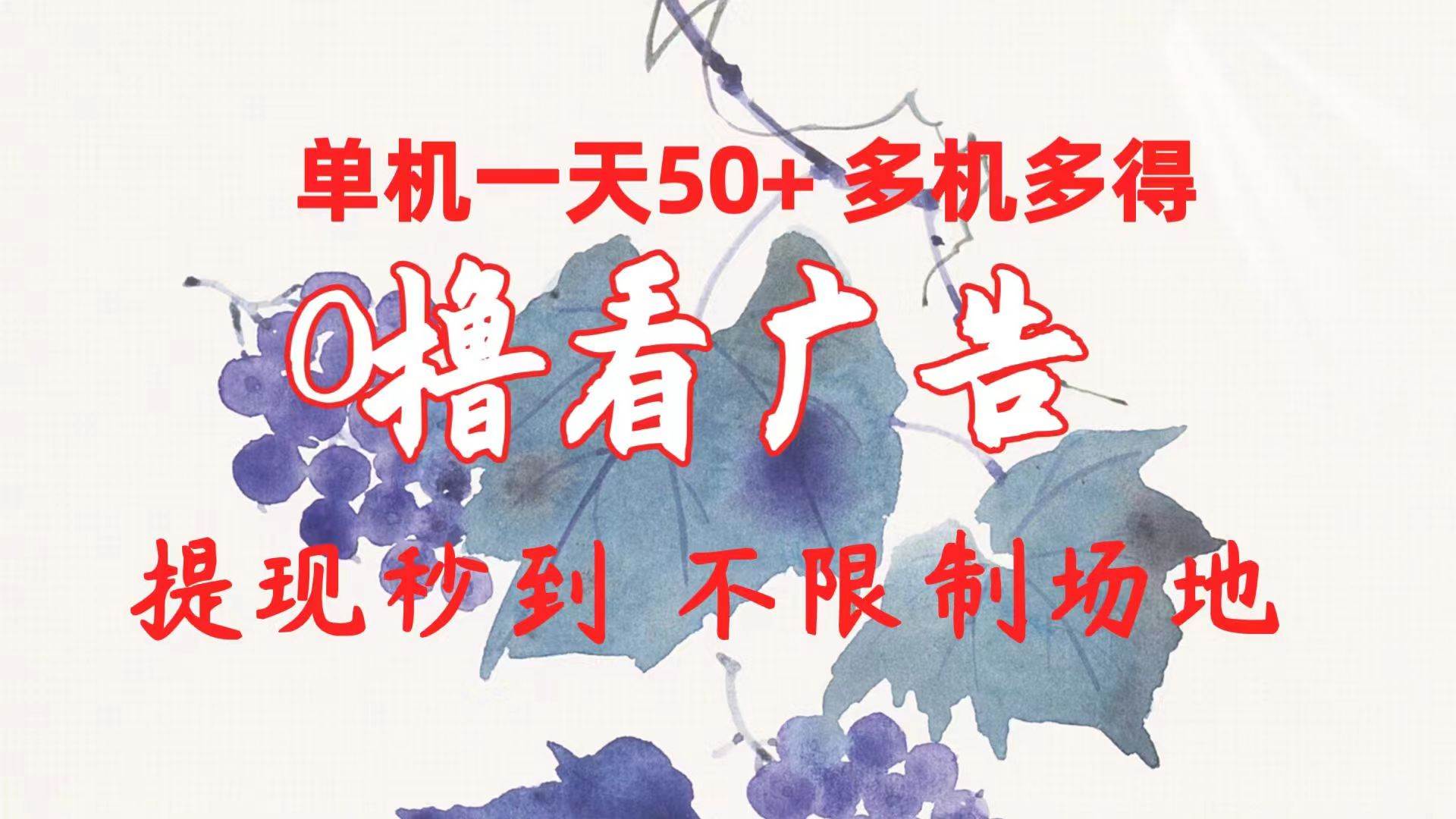 0撸看广告 单机一天50+多机多得 提现秒到 不限制场地操作网创库-网创项目资源站-副业项目-创业项目-搞钱项目网创库