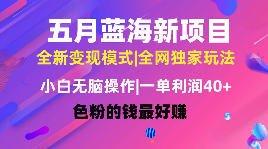 五月蓝海项目全新玩法，小白无脑操作，一天几分钟，矩阵操作，月入4万+网创库-网创项目资源站-副业项目-创业项目-搞钱项目网创库