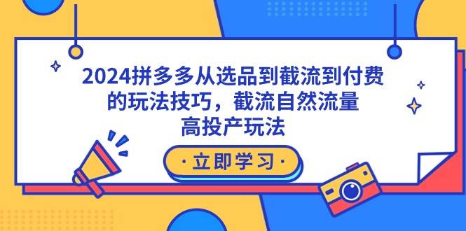 2024拼多多从选品到截流到付费的玩法技巧，截流自然流量玩法，高投产玩法网创库-网创项目资源站-副业项目-创业项目-搞钱项目网创库