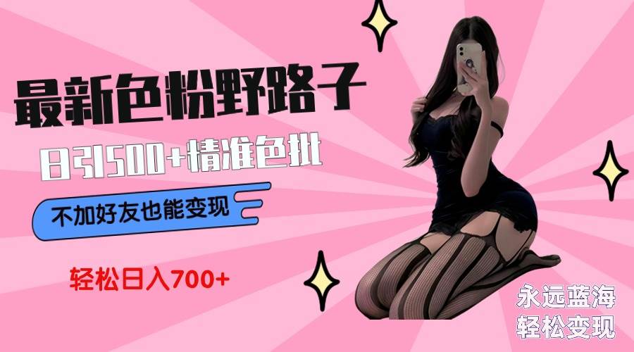 最新色粉变现野路子，日引500+老色批 可不加好友直接变现 小白轻松日入700+网创库-网创项目资源站-副业项目-创业项目-搞钱项目网创库