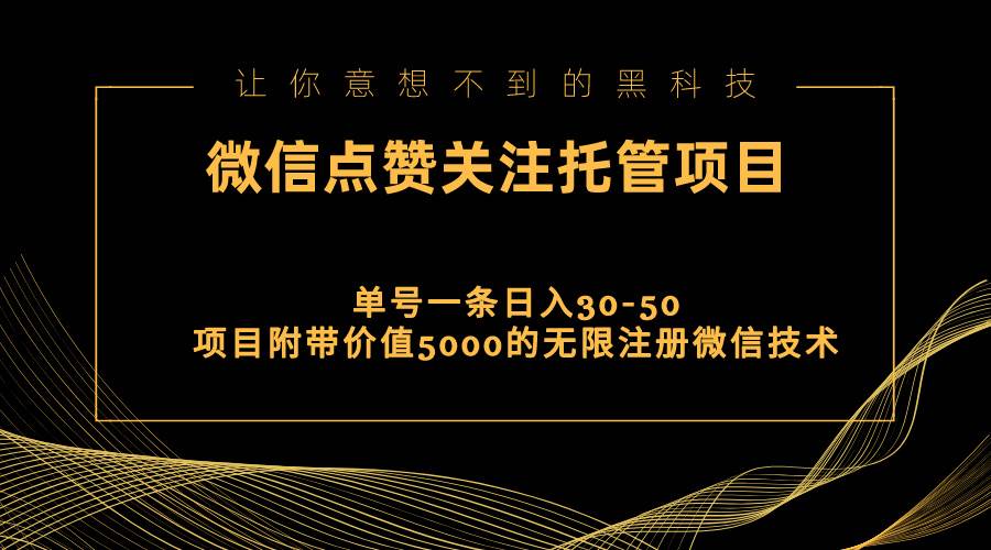 视频号托管点赞关注，单微信30-50元，附带价值5000无限注册微信技术网创库-网创项目资源站-副业项目-创业项目-搞钱项目网创库