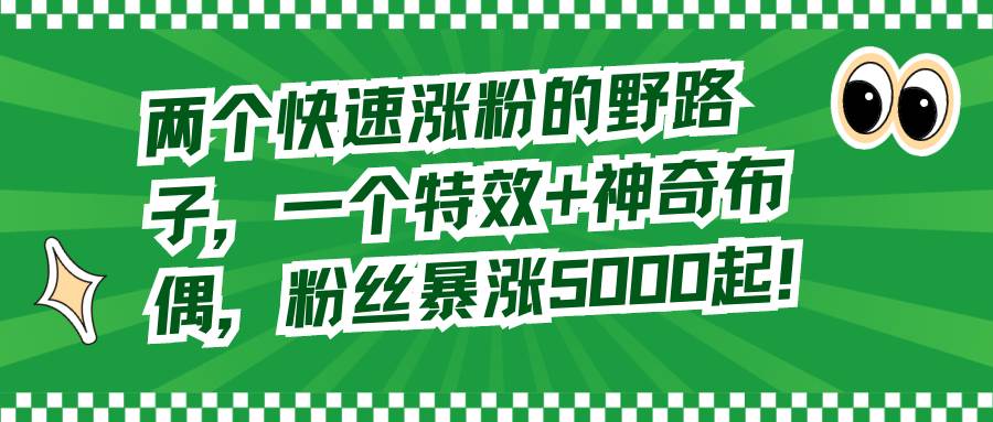 两个快速涨粉的野路子，一个特效+神奇布偶，粉丝暴涨5000起！网创库-网创项目资源站-副业项目-创业项目-搞钱项目网创库