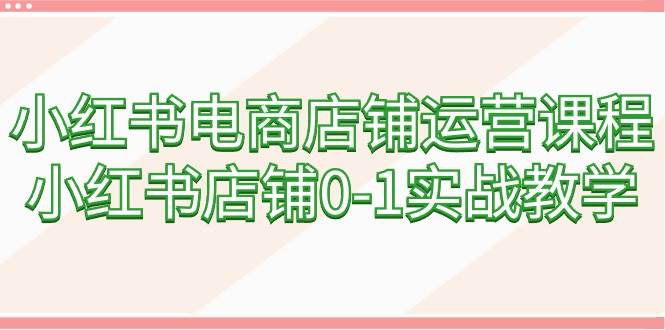 小红书电商店铺运营课程，小红书店铺0-1实战教学（60节课）网创库-网创项目资源站-副业项目-创业项目-搞钱项目网创库