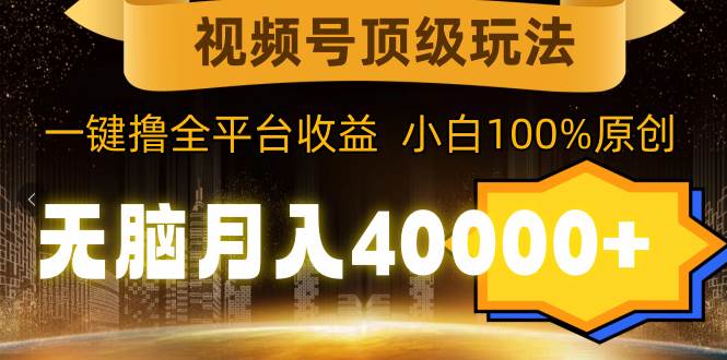 视频号顶级玩法，无脑月入40000+，一键撸全平台收益，纯小白也能100%原创网创库-网创项目资源站-副业项目-创业项目-搞钱项目网创库