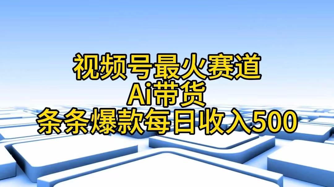 视频号最火赛道——Ai带货条条爆款每日收入500网创库-网创项目资源站-副业项目-创业项目-搞钱项目网创库