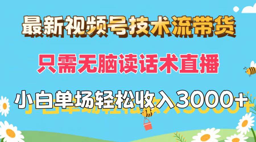 最新视频号技术流带货，只需无脑读话术直播，小白单场直播纯收益也能轻…网创库-网创项目资源站-副业项目-创业项目-搞钱项目网创库