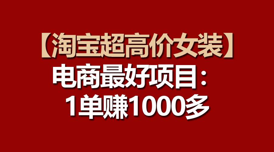 【淘宝超高价女装】电商最好项目：一单赚1000多网创库-网创项目资源站-副业项目-创业项目-搞钱项目网创库