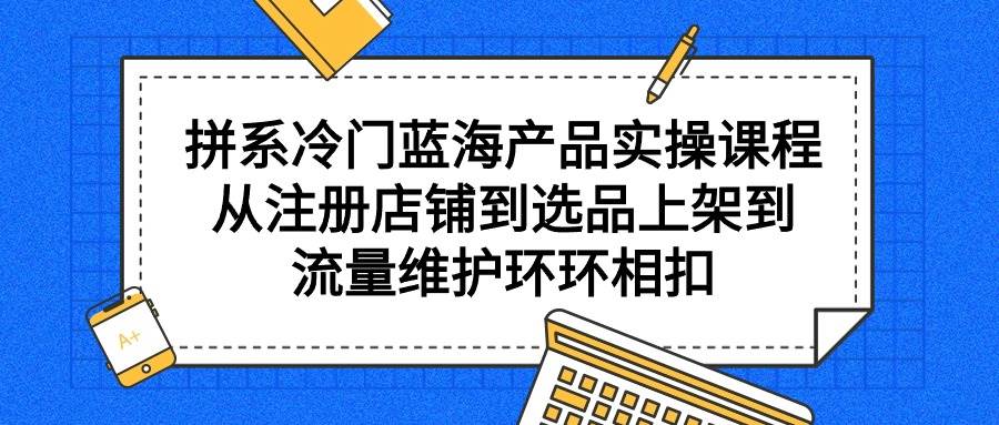 拼系冷门蓝海产品实操课程，从注册店铺到选品上架到流量维护环环相扣网创库-网创项目资源站-副业项目-创业项目-搞钱项目网创库