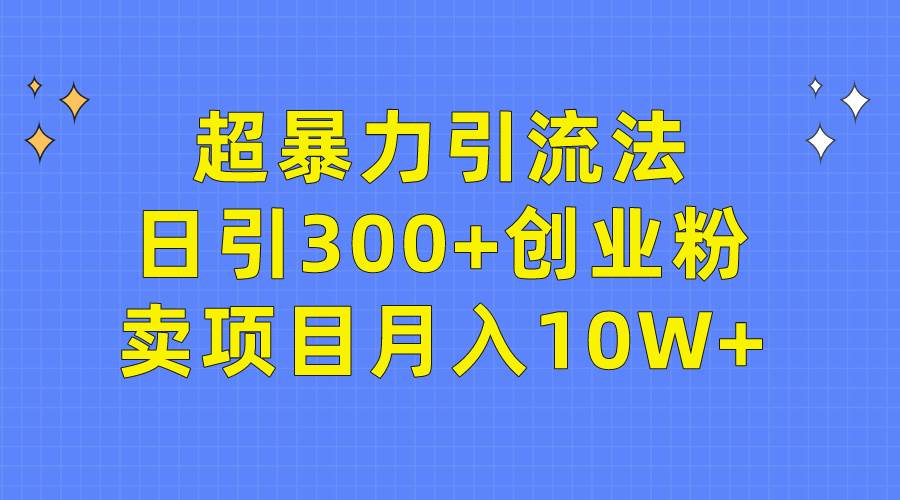 超暴力引流法，日引300+创业粉，卖项目月入10W+网创库-网创项目资源站-副业项目-创业项目-搞钱项目网创库