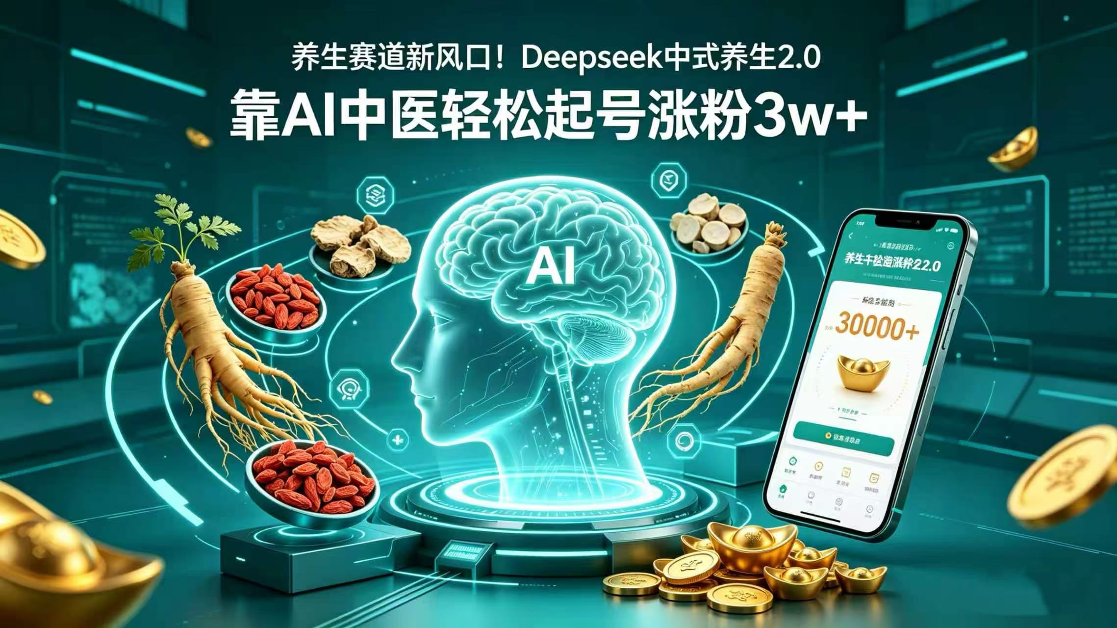 养生赛道新风口!Deepseek 中式养生 2.0,靠 AI 中医轻松起号涨粉 3w+网创库-网创项目资源站-副业项目-创业项目-搞钱项目网创库
