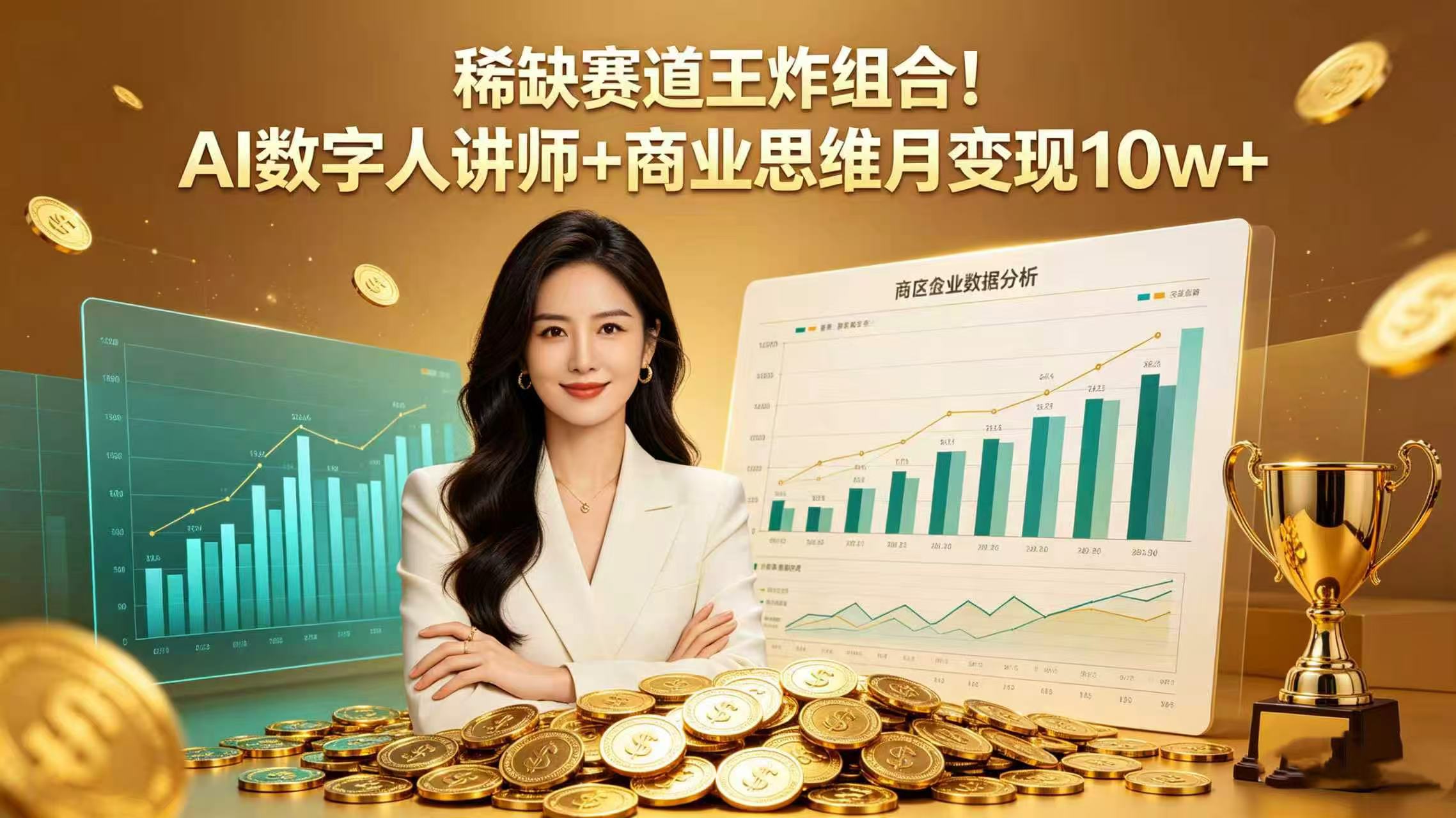 稀缺赛道王炸组合！AI 数字人讲师 + 商业思维 月变现 10w+网创库-网创项目资源站-副业项目-创业项目-搞钱项目网创库
