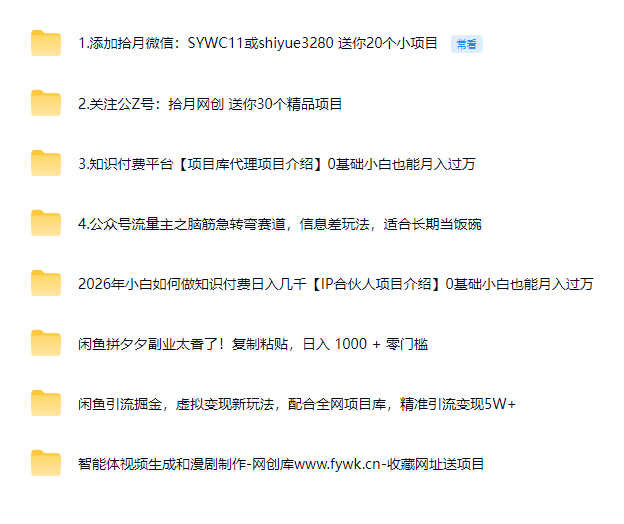 网创资源库免费分享一些精品小项目网创库-网创项目资源站-副业项目-创业项目-搞钱项目网创库
