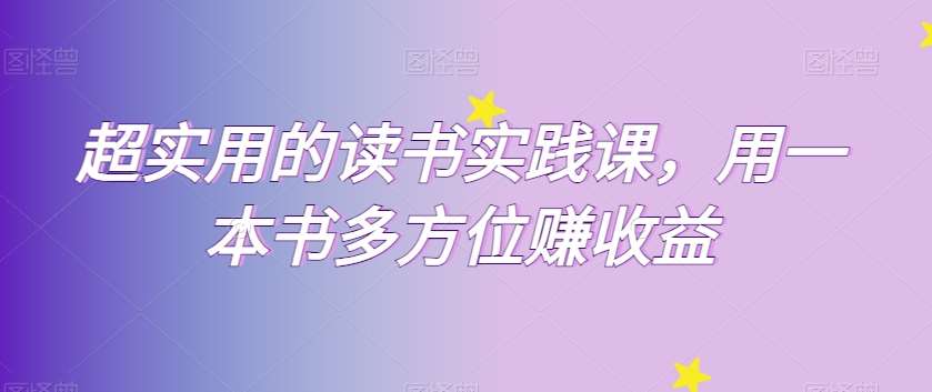 超实用的读书实践课，用一本书多方位赚收益网创库-网创项目资源站-副业项目-创业项目-搞钱项目网创库