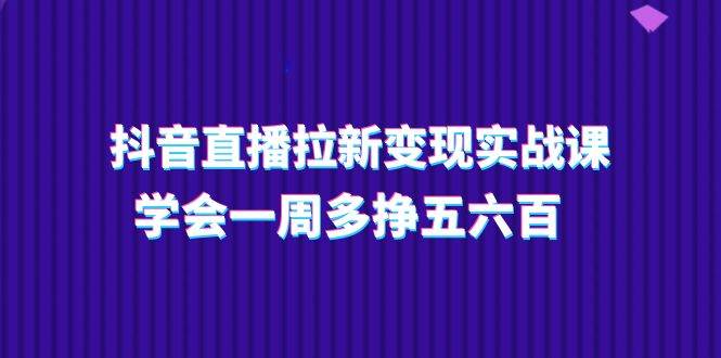 抖音直播拉新变现实操课，学会一周多挣五六百（15节课）网创库-网创项目资源站-副业项目-创业项目-搞钱项目网创库