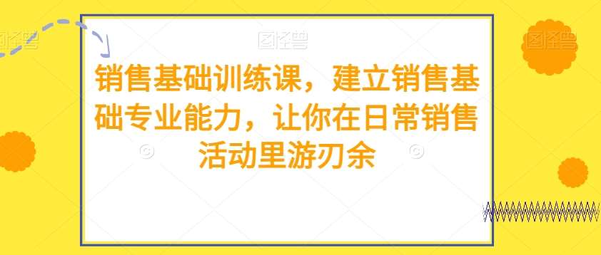 销售基础训练课,建立销售基础专业能力,让你在日常销售活动里游刃余网创库-网创项目资源站-副业项目-创业项目-搞钱项目网创库