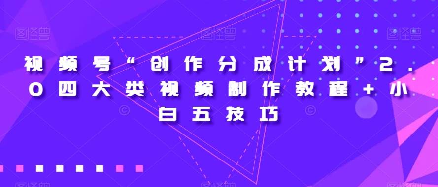 视频号“创作分成计划”2.0四大类视频制作教程+小白五技巧【揭秘】网创库-网创项目资源站-副业项目-创业项目-搞钱项目网创库