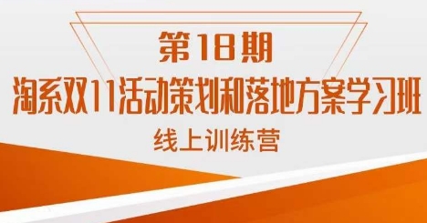 淘系双11活动策划和落地方案学习班线上训练营网创库-网创项目资源站-副业项目-创业项目-搞钱项目网创库