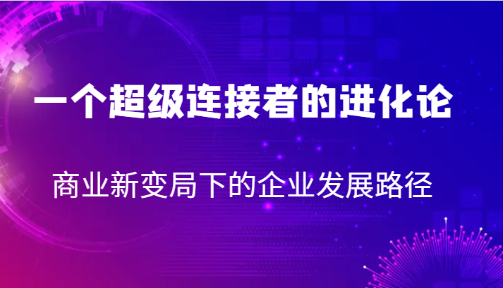 一个超级连接者的进化论 商业新变局下的企业发展路径 一个超级连接者的进化论 商业新变局下的企业发展路径
