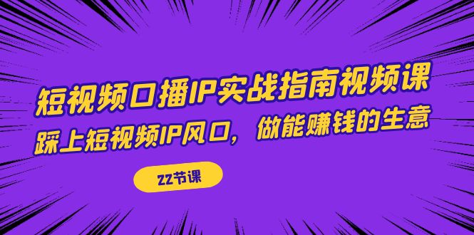 短视频口播IP实战指南视频课，踩上短视频IP风口，做能赚钱的生意（22节课）网创库-网创项目资源站-副业项目-创业项目-搞钱项目网创库