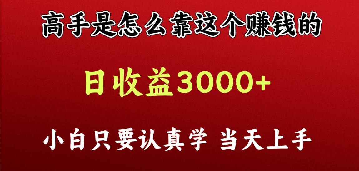 看高手是怎么赚钱的，一天收益至少3000+以上，小白当天上手网创库-网创项目资源站-副业项目-创业项目-搞钱项目网创库