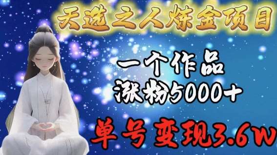 天选之人炼金项目，一个作品涨粉5000+，单号变现3.6w【揭秘】网创库-网创项目资源站-副业项目-创业项目-搞钱项目网创库