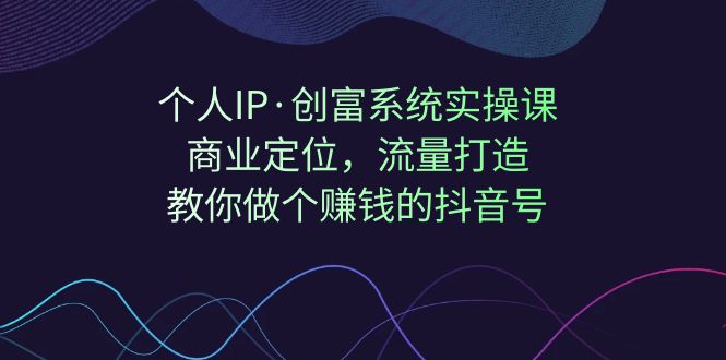 个人IP·创富系统实操课：商业定位，流量打造，教你做个赚钱的抖音号网创库-网创项目资源站-副业项目-创业项目-搞钱项目网创库