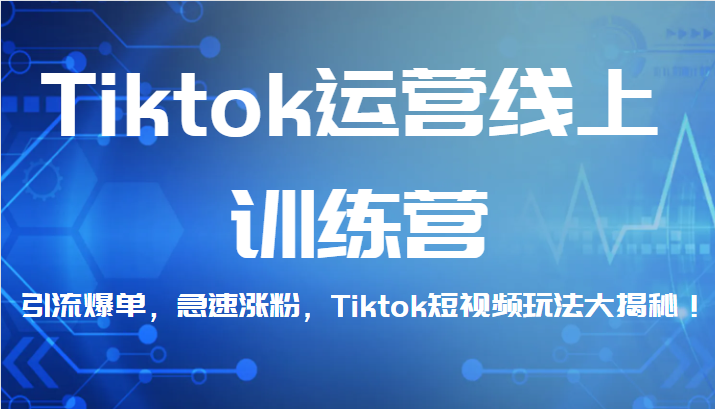 Tiktok运营线上训练营，引流爆单，急速涨粉，Tiktok短视频玩法大揭秘！网创库-网创项目资源站-副业项目-创业项目-搞钱项目网创库