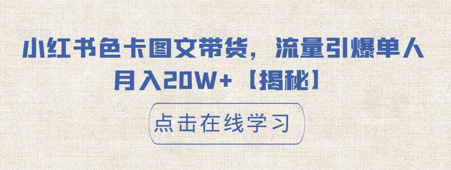 小红书色卡图文带货，流量引爆单人月入20W+【揭秘】网创库-网创项目资源站-副业项目-创业项目-搞钱项目网创库