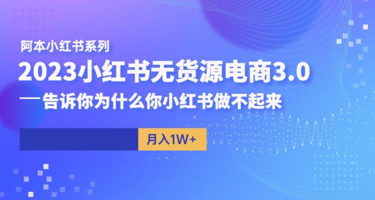 阿本小红书无货源电商3.0，告诉你为什么你小红书做不起来网创库-网创项目资源站-副业项目-创业项目-搞钱项目网创库