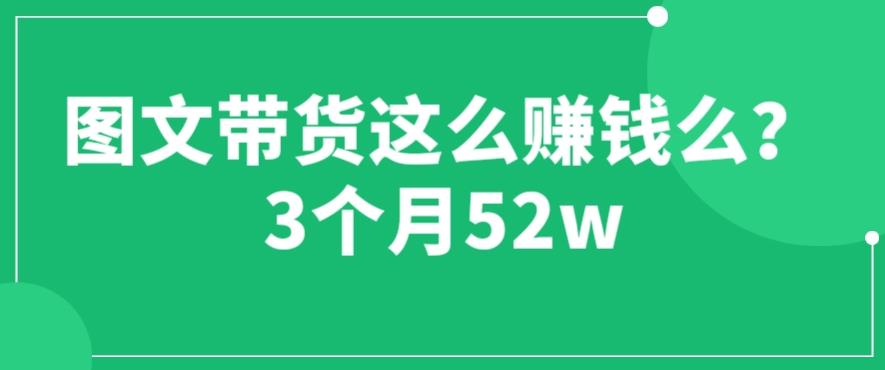 图文带货这么赚钱么? 3个月52W 图文带货运营加强课【揭秘】网创库-网创项目资源站-副业项目-创业项目-搞钱项目网创库
