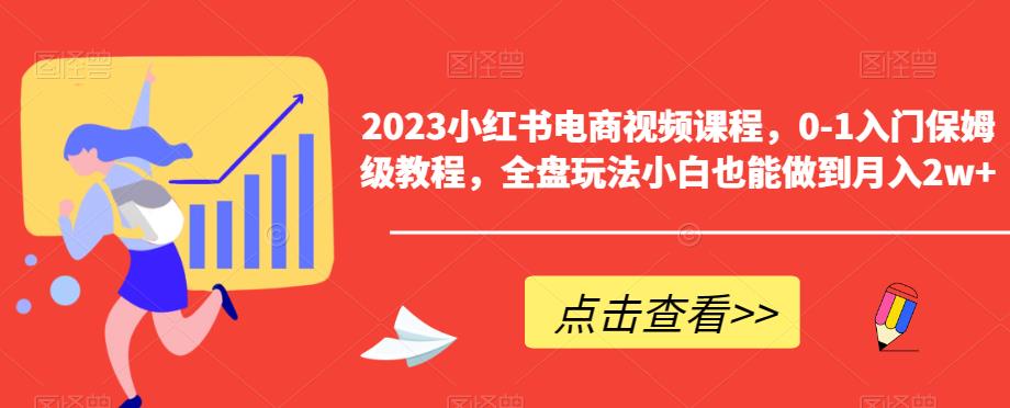 2023小红书电商视频课程，0-1入门保姆级教程，全盘玩法小白也能做到月入2w+网创库-网创项目资源站-副业项目-创业项目-搞钱项目网创库