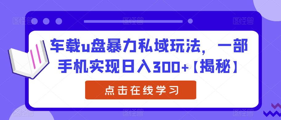 车载u盘暴力私域玩法，一部手机实现日入300+【揭秘】网创库-网创项目资源站-副业项目-创业项目-搞钱项目网创库