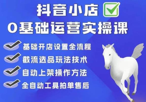 白马电商·0基础抖店运营实操课，基础开店设置全流程，截流选品玩法技术网创库-网创项目资源站-副业项目-创业项目-搞钱项目网创库