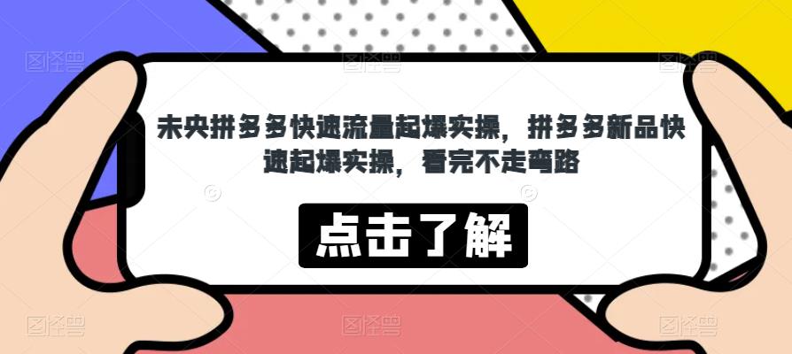 未央拼多多快速流量起爆实操，拼多多新品快速起爆实操，看完不走弯路网创库-网创项目资源站-副业项目-创业项目-搞钱项目网创库