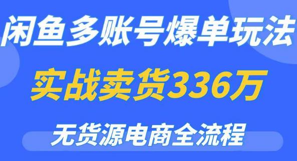闲鱼多账号爆单玩法，无货源电商全流程，超简单的0门槛变现项目【揭秘】网创库-网创项目资源站-副业项目-创业项目-搞钱项目网创库