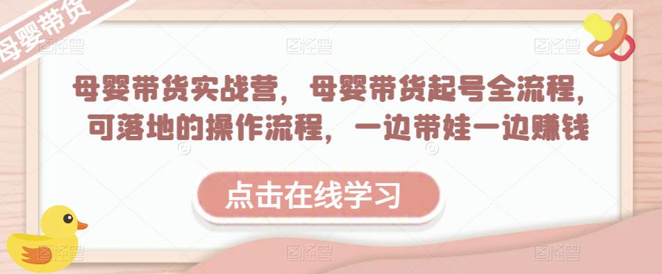 母婴带货实战营,母婴带货起号全流程,可落地的操作流程,一边带娃一边赚钱(附素材)网创库-网创项目资源站-副业项目-创业项目-搞钱项目网创库