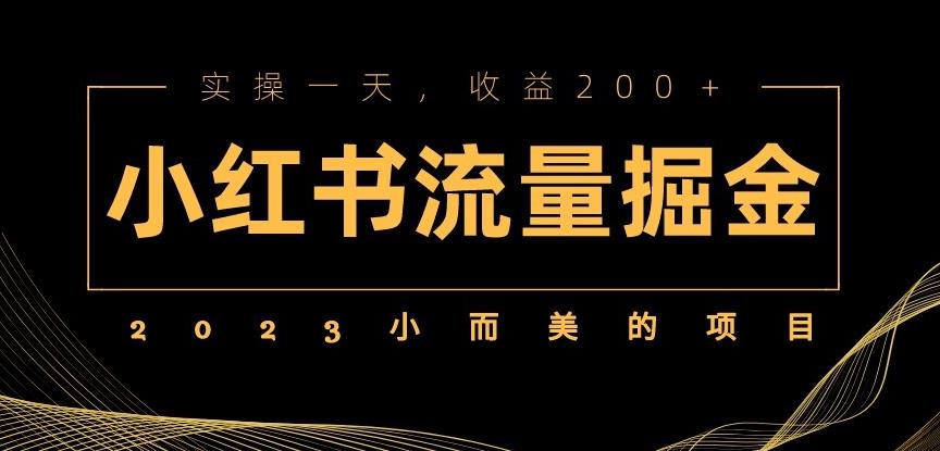 2023小而美的项目,小红书流量掘金,实操一天,收益200+【揭秘】网创库-网创项目资源站-副业项目-创业项目-搞钱项目网创库