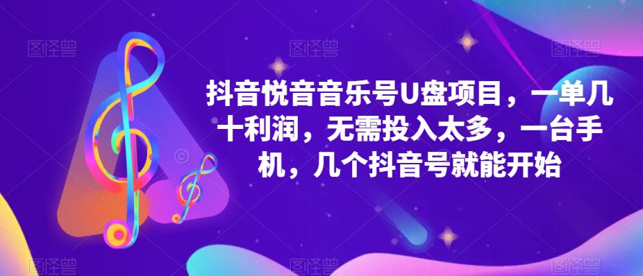 抖音音乐号U盘项目，一单几十利润，无需投入太多，一台手机，几个抖音号就能开始网创库-网创项目资源站-副业项目-创业项目-搞钱项目网创库