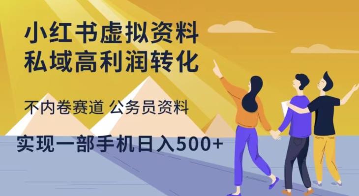 小红书虚拟资料私域高利润转化，不内卷赛道公务员资料，实现一部手机日入500+网创库-网创项目资源站-副业项目-创业项目-搞钱项目网创库