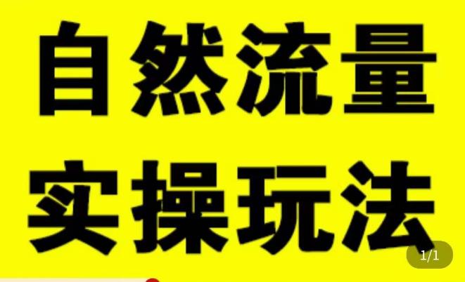 拼多多自然流量天花板，拼多多自然流的实操玩法，自然流量是怎么来的，如何开车带来自然流等知识网创库-网创项目资源站-副业项目-创业项目-搞钱项目网创库