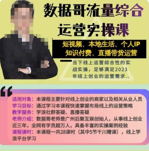 数据哥流量综合运营实操课：短视频、本地生活、个人IP知识付费、直播带货运营网创库-网创项目资源站-副业项目-创业项目-搞钱项目网创库
