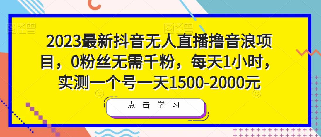 2023最新抖音无人直播撸音浪项目，0粉丝无需千粉，每天1小时，实测一个号一天1500-2000元网创库-网创项目资源站-副业项目-创业项目-搞钱项目网创库