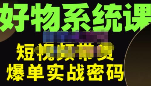 大嘴·好物短视频带货解析，学完你将懂的短视频带货底层逻辑，做出能表现的短视频网创库-网创项目资源站-副业项目-创业项目-搞钱项目网创库
