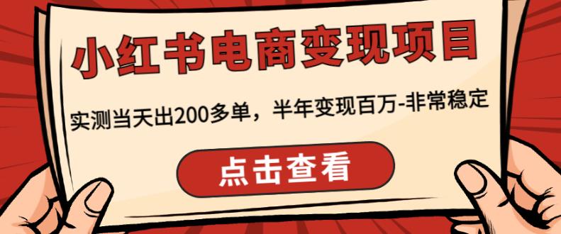 顽石·小红‬书电商变现项目，实测当天出200多单，半年变现百万，非常稳定网创库-网创项目资源站-副业项目-创业项目-搞钱项目网创库
