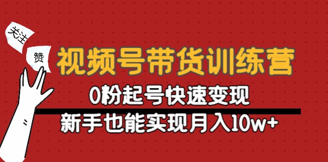 视频号带货训练营：0粉起号快速变现，新手也能实现月入10w+网创库-网创项目资源站-副业项目-创业项目-搞钱项目网创库