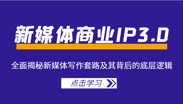 新媒体商业IP3.0，全面揭秘新媒体写作套路及其背后的底层逻辑（价值1299元）网创库-网创项目资源站-副业项目-创业项目-搞钱项目网创库