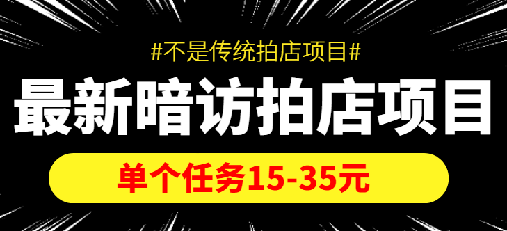 最新暗访拍店信息差项目，单个任务15-35元（不是传统拍店项目）网创库-网创项目资源站-副业项目-创业项目-搞钱项目网创库